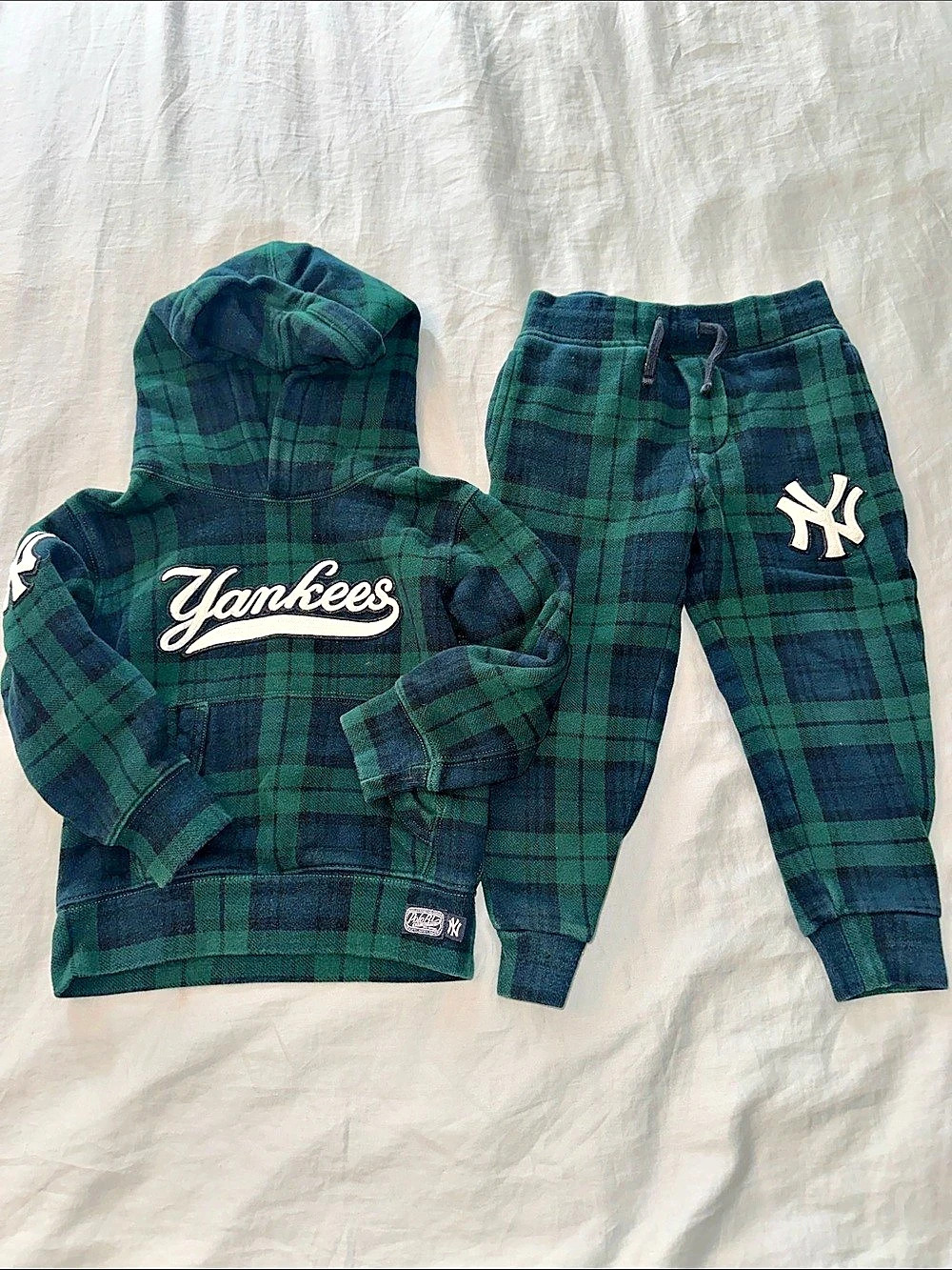 Polo Ralph Lauren Yankees Plaid Hoodie Boys 4T Set